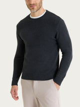 Pull girocollo in Winter Cotton Neri Uomo - Ragno