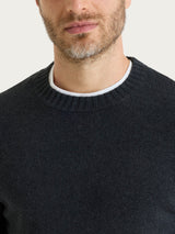 Pull girocollo in Winter Cotton Neri Uomo - Ragno