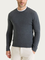 Pull girocollo in Winter Cotton Neri Uomo - Ragno