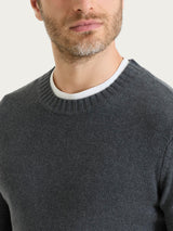 Pull girocollo in Winter Cotton Neri Uomo - Ragno
