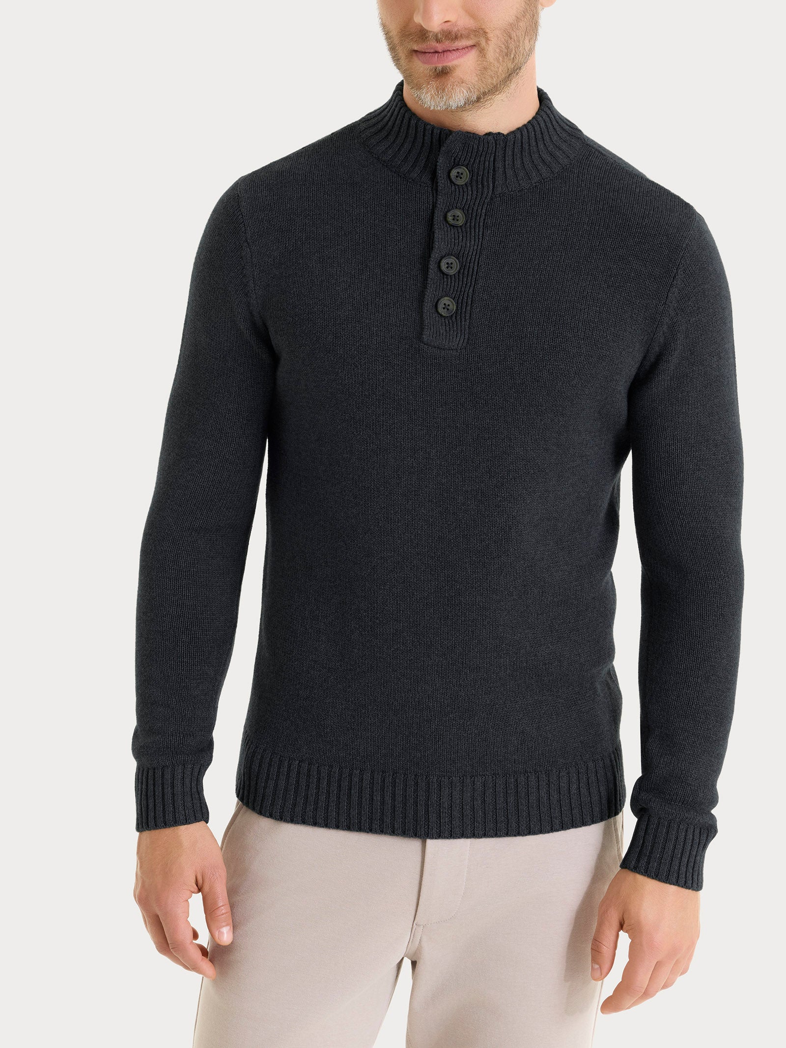 Lupetto con zip e bottoni in Winter Cotton Neri Uomo - Ragno