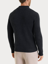 Lupetto con zip e bottoni in Winter Cotton Neri Uomo - Ragno