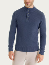 Lupetto con zip e bottoni in Winter Cotton Azzurri Uomo - Ragno