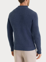 Lupetto con zip e bottoni in Winter Cotton Azzurri Uomo - Ragno