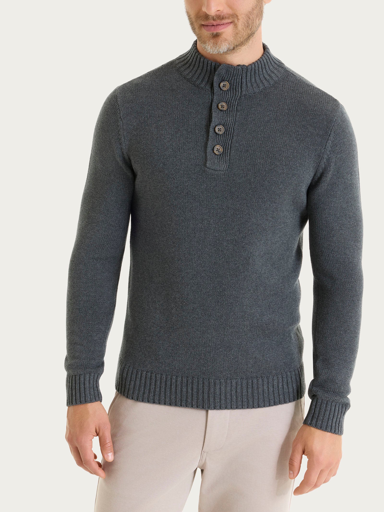 Lupetto con zip e bottoni in Winter Cotton Neri Uomo - Ragno