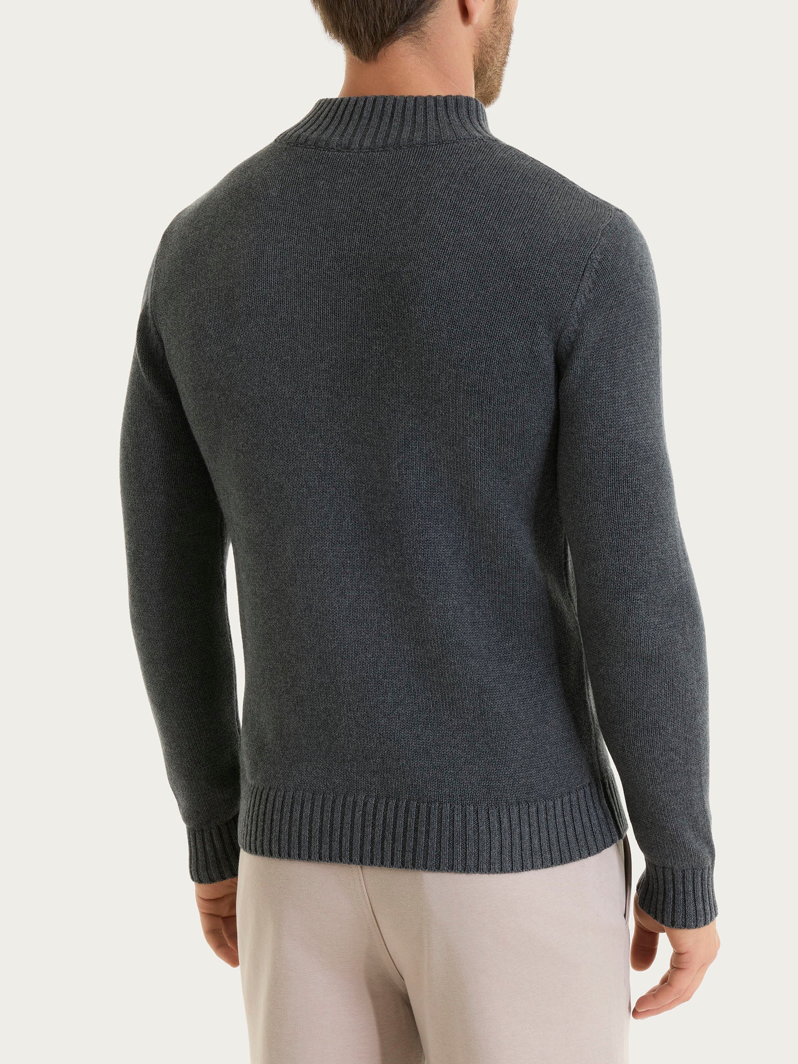 Lupetto con zip e bottoni in Winter Cotton Neri Uomo - Ragno