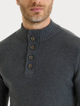 Lupetto con zip e bottoni in Winter Cotton Neri Uomo - Ragno