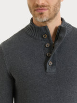 Lupetto con zip e bottoni in Winter Cotton Neri Uomo - Ragno