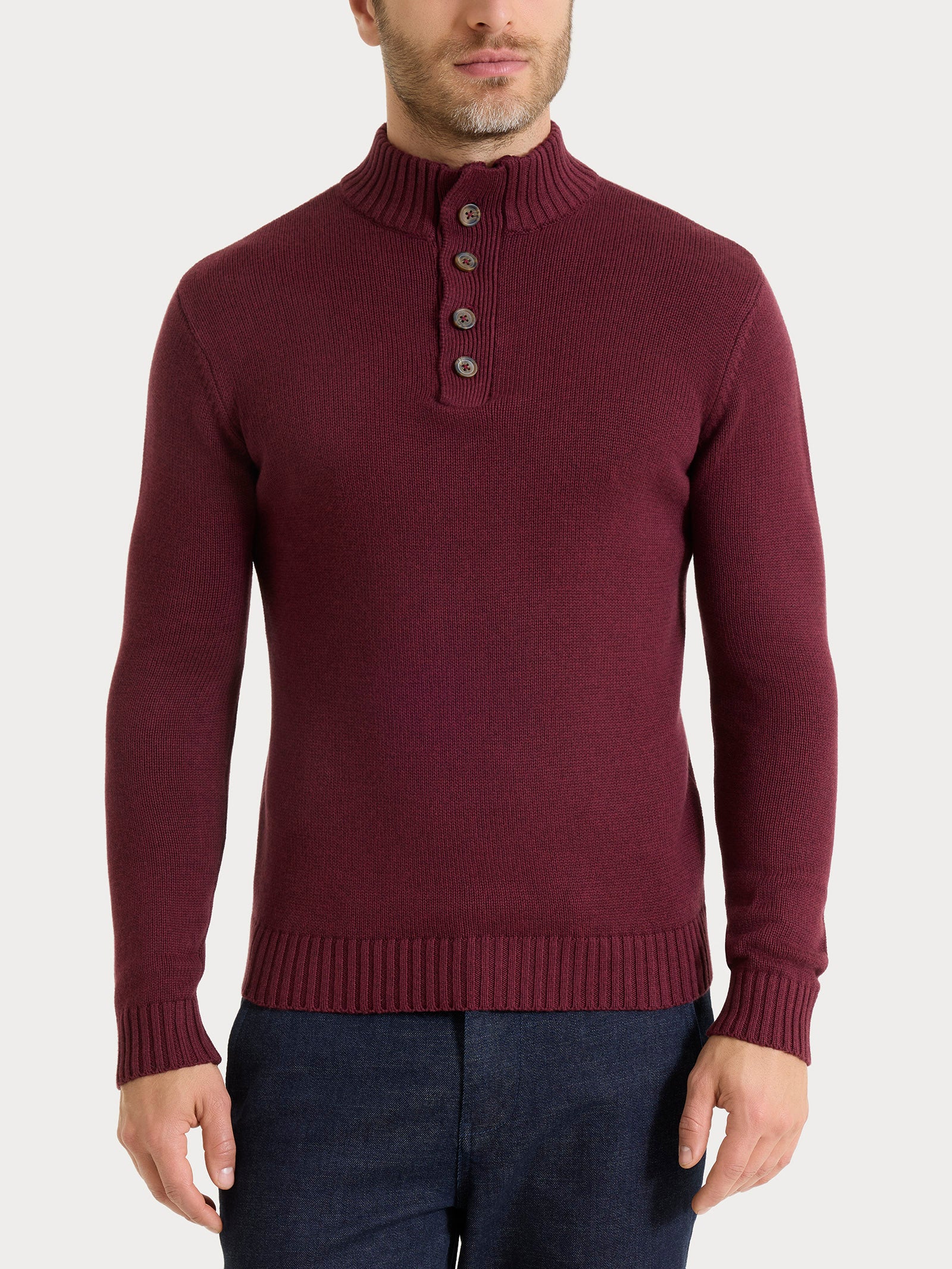 Lupetto con zip e bottoni in Winter Cotton Viola Uomo - Ragno