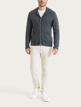 Cardigan con rever in Winter Cotton Neri Uomo - Ragno