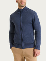 Cardigan con zip in Winter Cotton Azzurri Uomo - Ragno