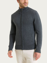 Cardigan con zip in Winter Cotton Neri Uomo - Ragno