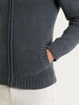 Cardigan con zip in Winter Cotton Neri Uomo - Ragno