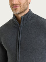 Cardigan con zip in Winter Cotton Neri Uomo - Ragno