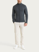 Cardigan con zip in Winter Cotton Neri Uomo - Ragno