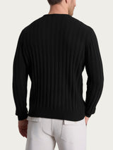 Pull girocollo con costa piatta in misto lana e angora Neri Uomo - Ragno