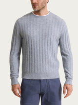 Pull girocollo con costa piatta in Natural Soft Neri Uomo - Ragno