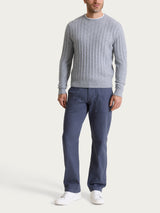 Pull girocollo con costa piatta in Natural Soft Neri Uomo - Ragno