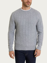 Pull girocollo con costa piatta in misto lana e angora Neri Uomo - Ragno