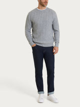 Pull girocollo con costa piatta in misto lana e angora Neri Uomo - Ragno