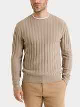 Pull girocollo con costa piatta in Natural Soft Grigi Uomo - Ragno