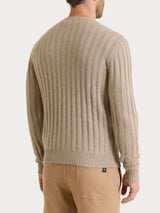 Men's Gray Crew-Neck Sweater with Flat Ribbing in a Wool-Angora Blend - Ragno