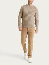 Men's Gray Crew-Neck Sweater with Flat Ribbing in a Wool-Angora Blend - Ragno