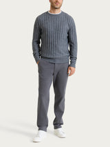 Pull girocollo con costa piatta in Natural Soft Neri Uomo - Ragno