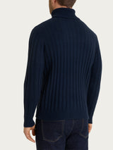 Dolcevita con costa piatta in misto Lana e Angora Blu Uomo - Ragno
