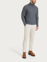 Men's Nero Wool and Angora Blend Flat-Ribbed Turtleneck - Ragno