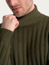 Dolcevita con costa piatta in Natural Soft Verdi Uomo - Ragno