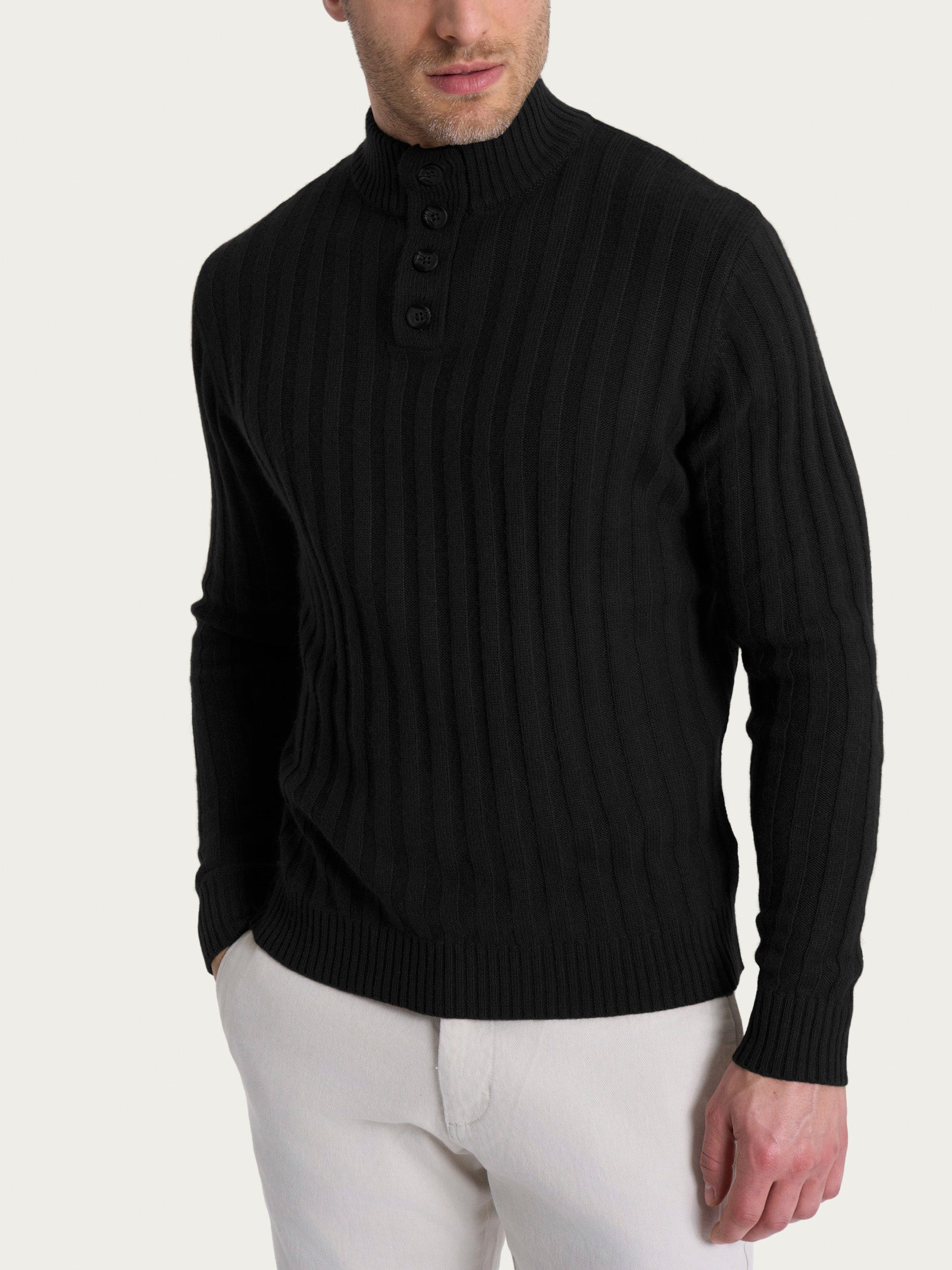 Lupetto con costa piatta in Natural Soft  Neri Uomo - Ragno