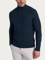 Lupetto con costa piatta in misto lana e angora Blu Uomo - Ragno
