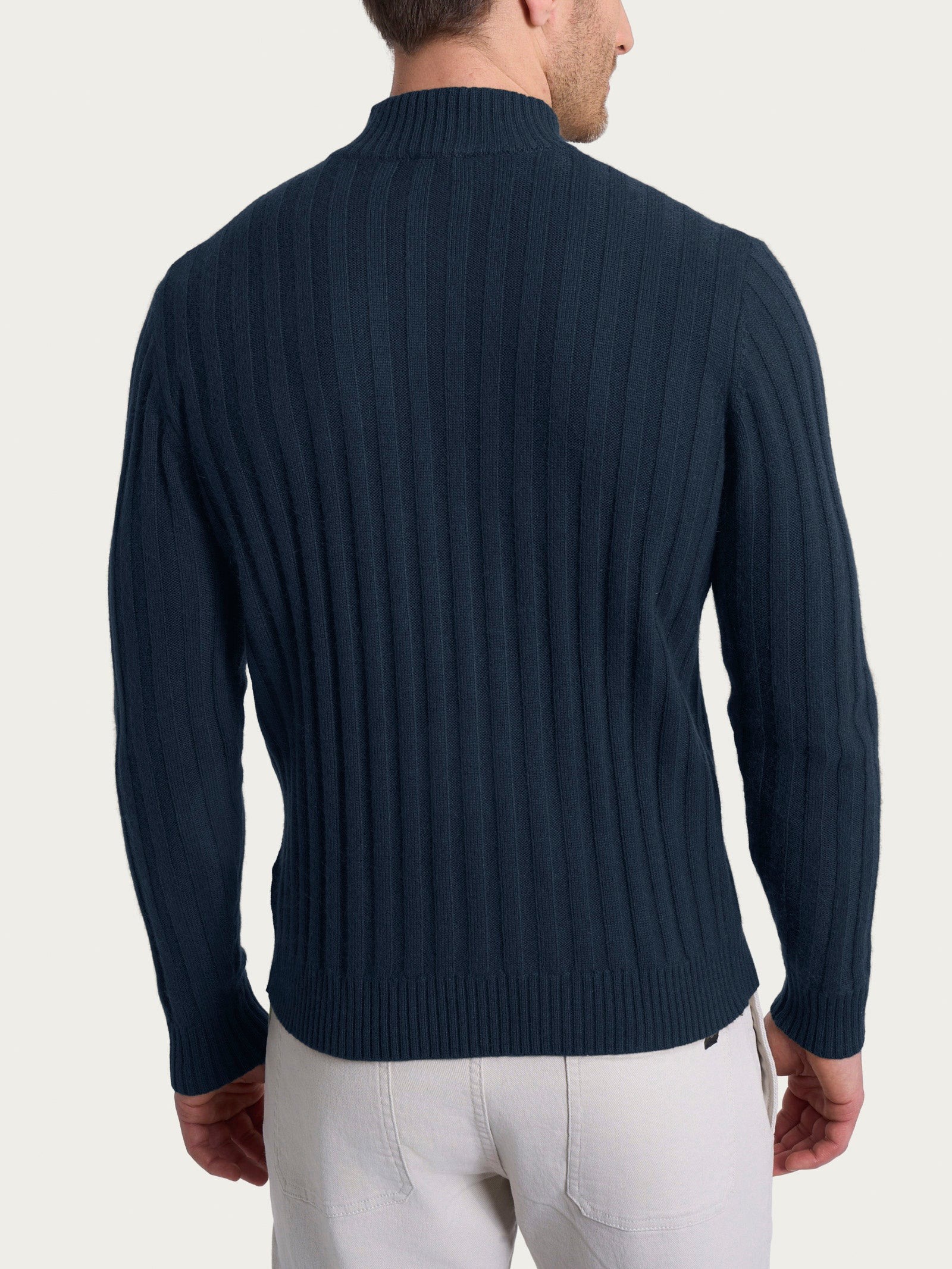 Lupetto con costa piatta in Natural Soft  Blu Uomo - Ragno