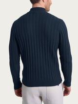 Lupetto con costa piatta in Natural Soft  Blu Uomo - Ragno