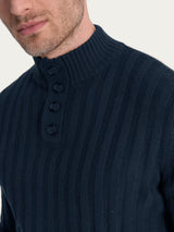 Lupetto con costa piatta in Natural Soft  Blu Uomo - Ragno