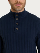 Lupetto con costa piatta in misto lana e angora Blu Uomo - Ragno