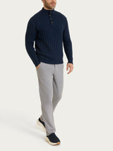 Lupetto con costa piatta in misto lana e angora Blu Uomo - Ragno
