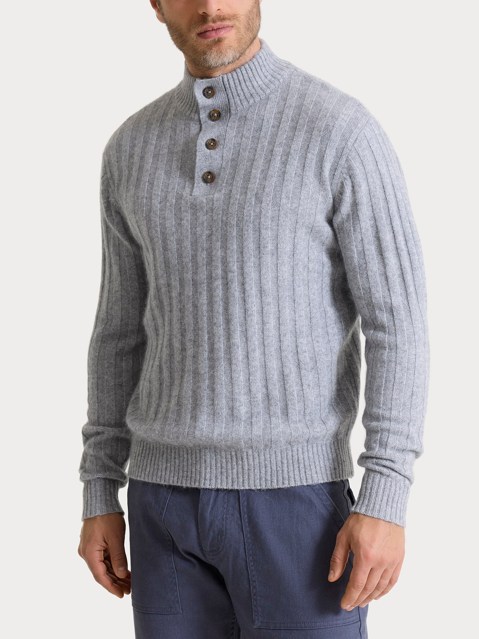 Lupetto con costa piatta in Natural Soft  Neri Uomo - Ragno