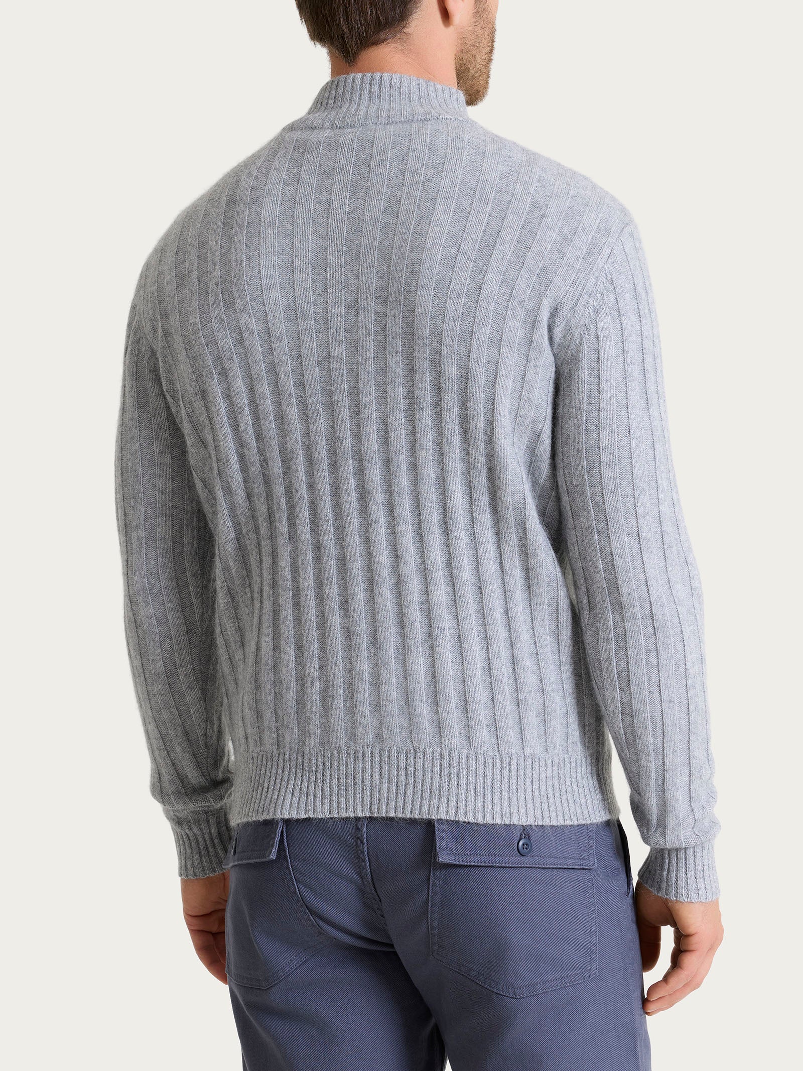 Lupetto con costa piatta in Natural Soft  Neri Uomo - Ragno