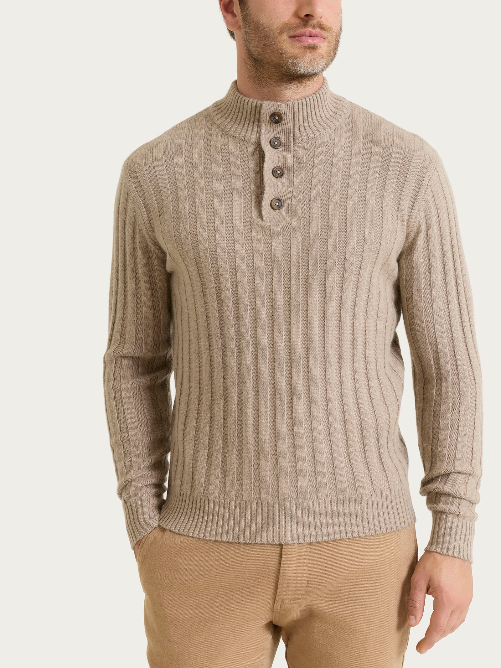 Lupetto con costa piatta in Natural Soft  Grigi Uomo - Ragno