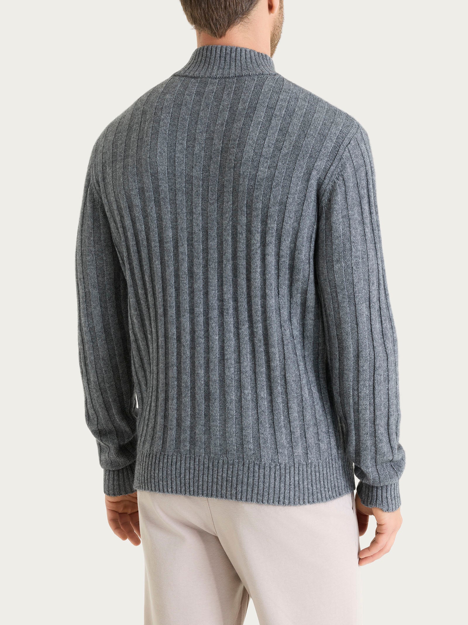 Lupetto con costa piatta in Natural Soft  Neri Uomo - Ragno