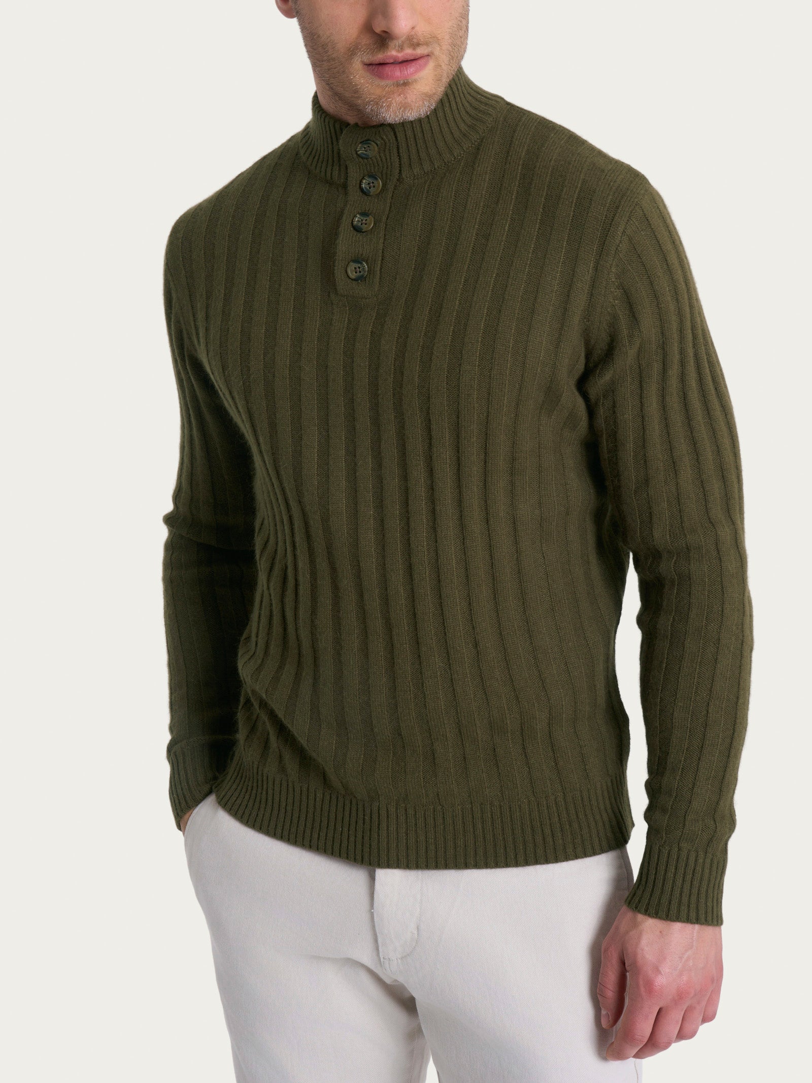 Lupetto con costa piatta in Natural Soft  Verdi Uomo - Ragno