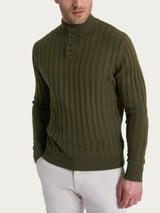 Lupetto con costa piatta in Natural Soft  Verdi Uomo - Ragno