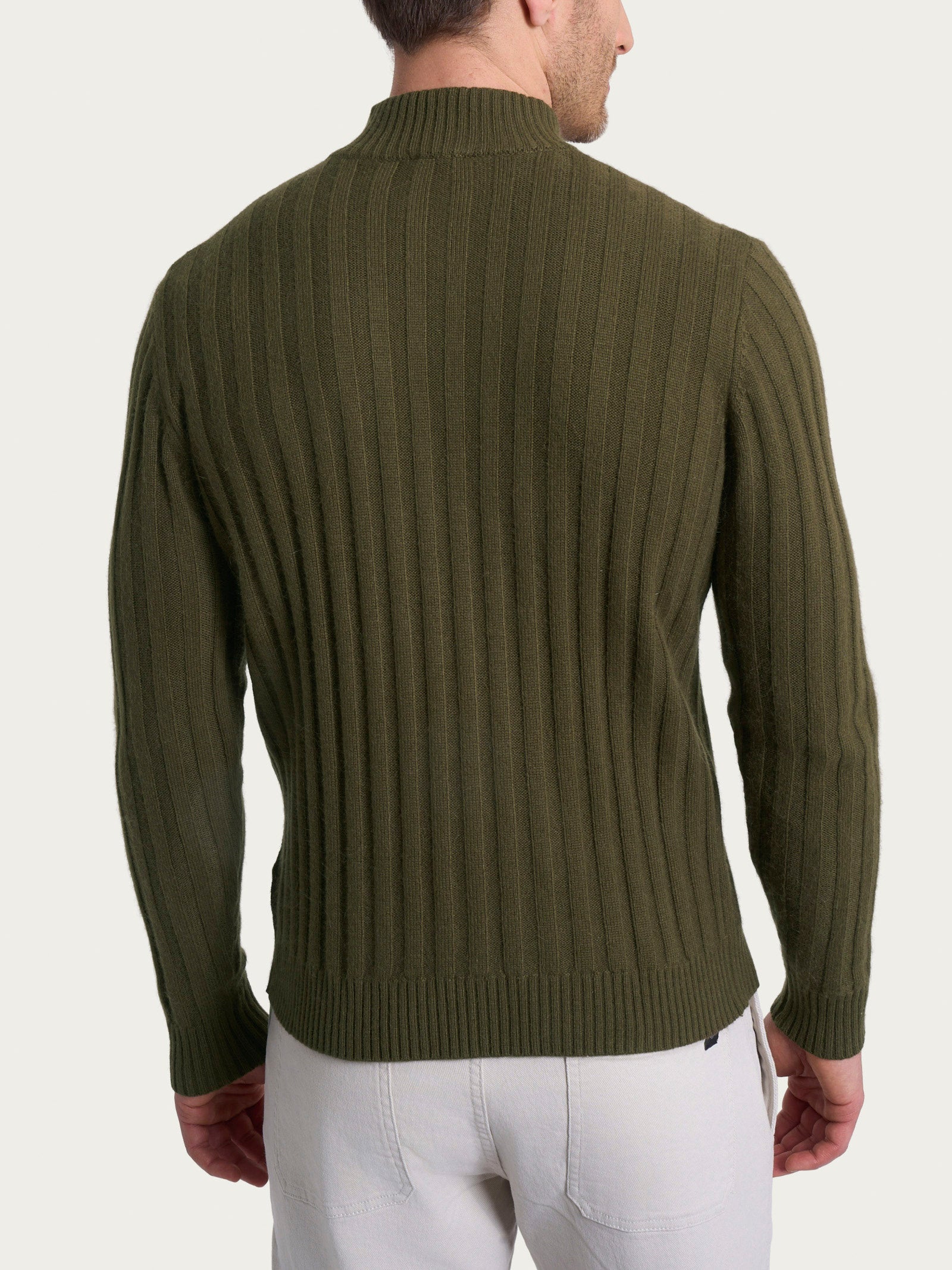 Lupetto con costa piatta in Natural Soft  Verdi Uomo - Ragno