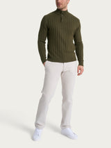 Lupetto con costa piatta in Natural Soft  Verdi Uomo - Ragno