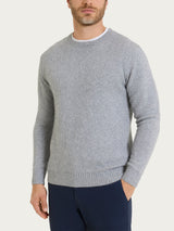 Men's Nero Crew-Neck Sweater in a Wool and Angora Blend - Ragno