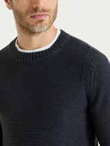 Pull girocollo leggero in Winter Cotton Neri Uomo - Ragno