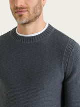 Pull girocollo leggero in Winter Cotton Neri Uomo - Ragno