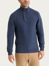 Lupetto leggero con zip e bottoni in Winter Cotton Azzurri Uomo - Ragno